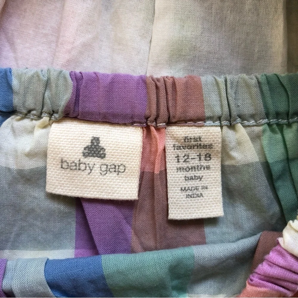 NWT Baby Gap Pastel Rainbow Plaid 3pc Outfit- Top, Bloomers, Headband
